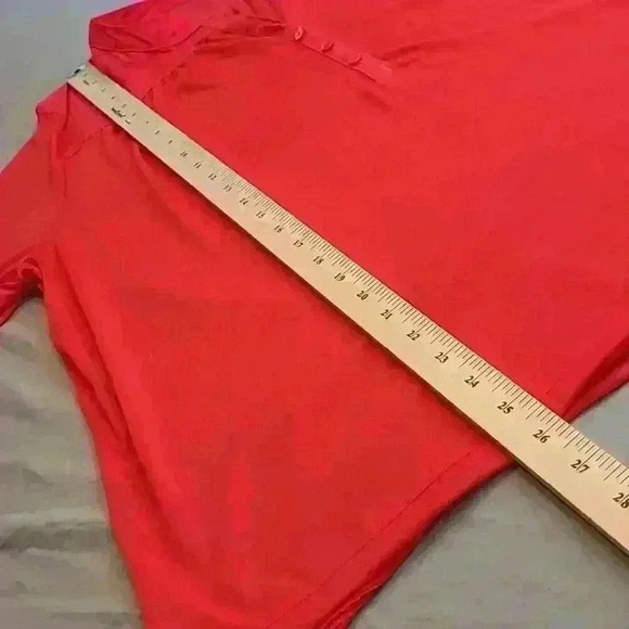 Red button front polo neck tunic - Picture 4 of 6